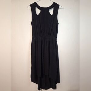 One Clothing small Black sleeveless Cutout high low satin dress